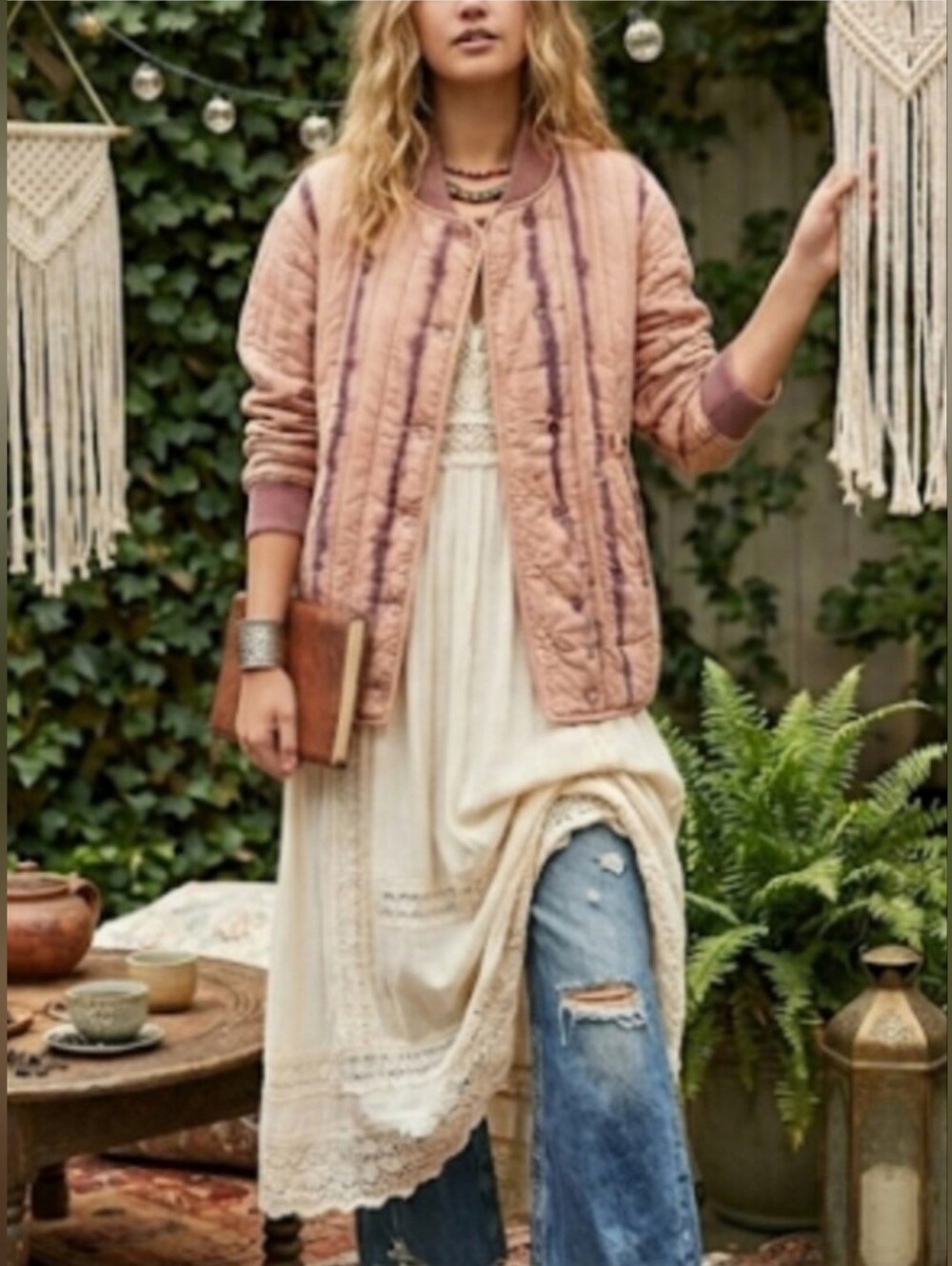 Marrakech Blush Tye Dye Quilted Jacket
